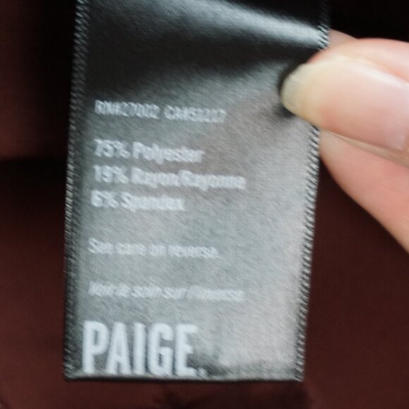 Paige Aracelli Pleated Cuff Hem Trouser Pants in Mahogany size 12P NWT - Picture 15 of 16